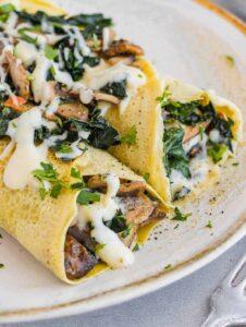 oyster mushroom crepes